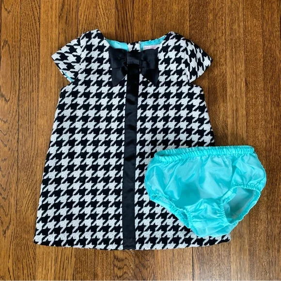 Janie and Jack 12-18 Months Black and White Houndstooth Bow Dress - Picture 5 of 7